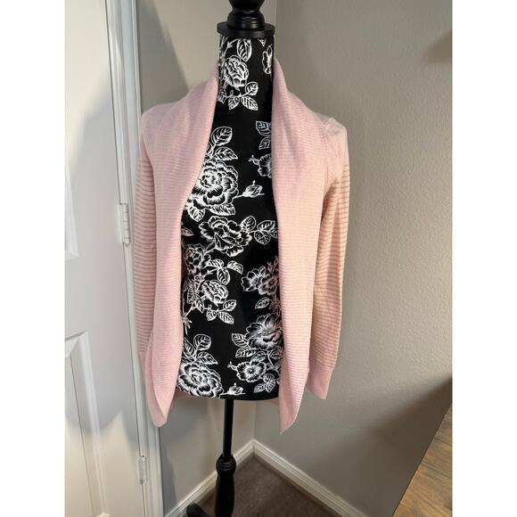 Juicy Couture Pink and Gold Stripe Open Front Cashmere Sweater - Picture 1 of 9